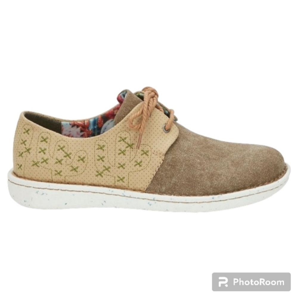 Justin Boots Khaki Cac-Tie Cactus Lace-Up Shoes